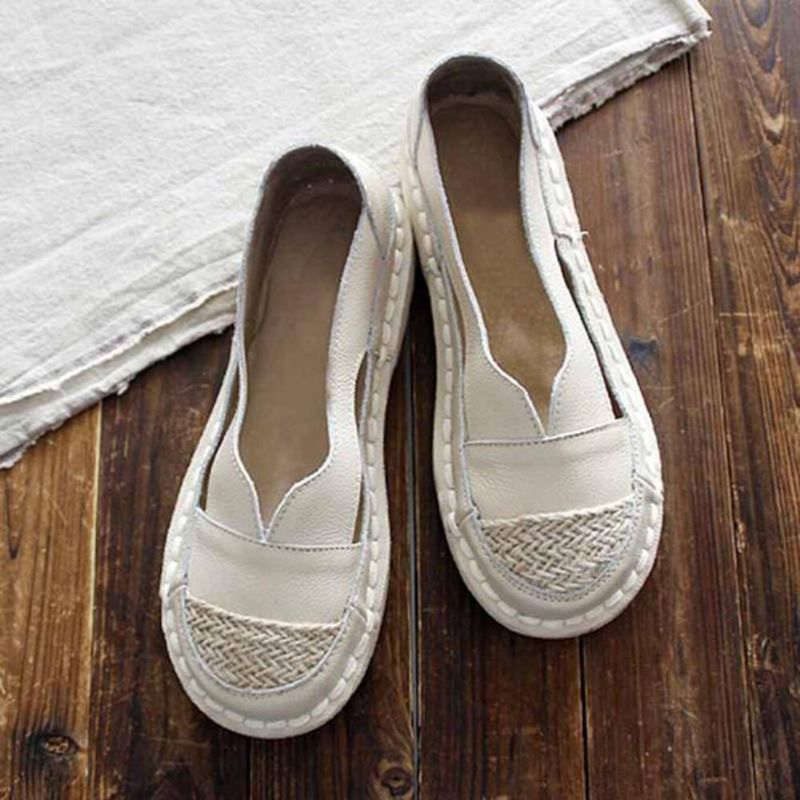 Plus Size Dam Loafers Rund Toe Casual Hålsömmar Slip-on Flats