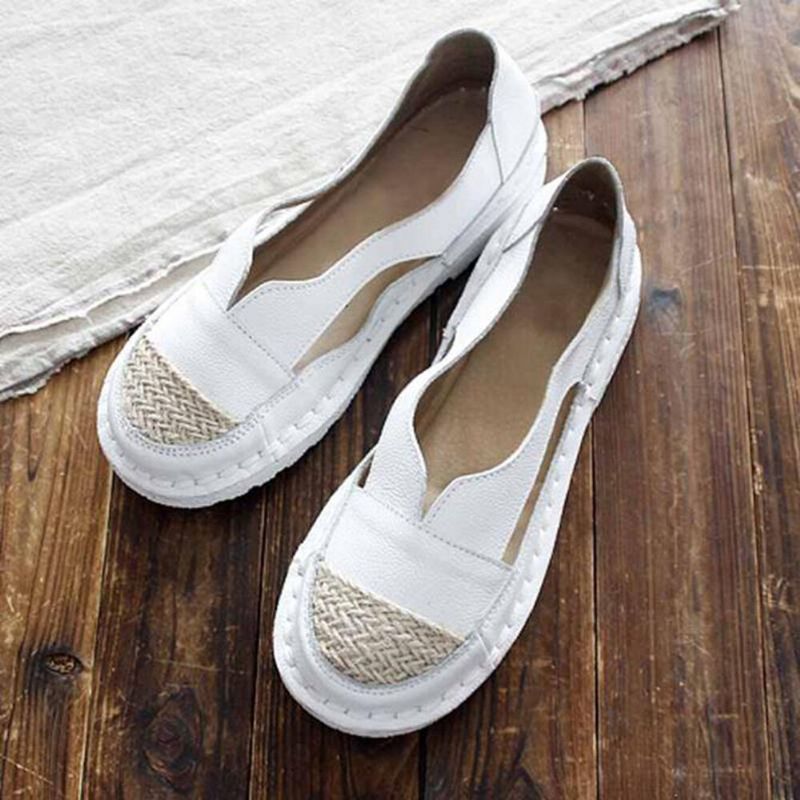 Plus Size Dam Loafers Rund Toe Casual Hålsömmar Slip-on Flats