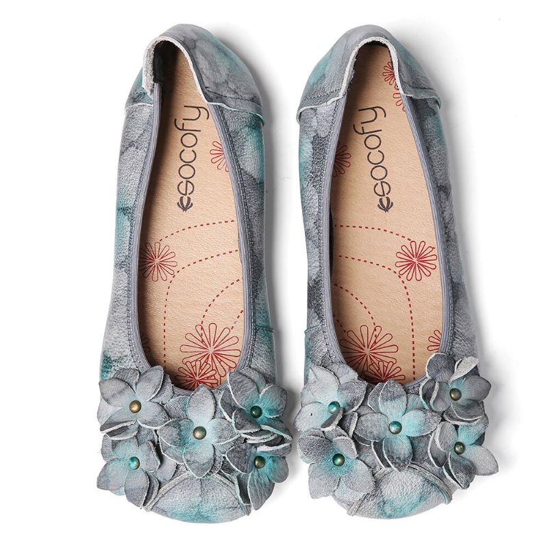 Retro Flowers Decor Tie-dyed Mjuk Sula Bekväm Slip On Mjuka Platta Skor