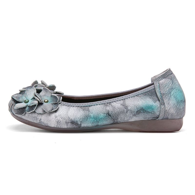 Retro Flowers Decor Tie-dyed Mjuk Sula Bekväm Slip On Mjuka Platta Skor