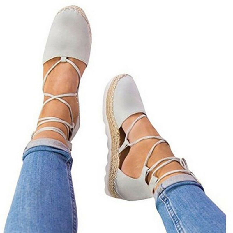 Strappy Espadrilles För Damer Plus Size Casual Enfärgade Sommarplattformssandaler