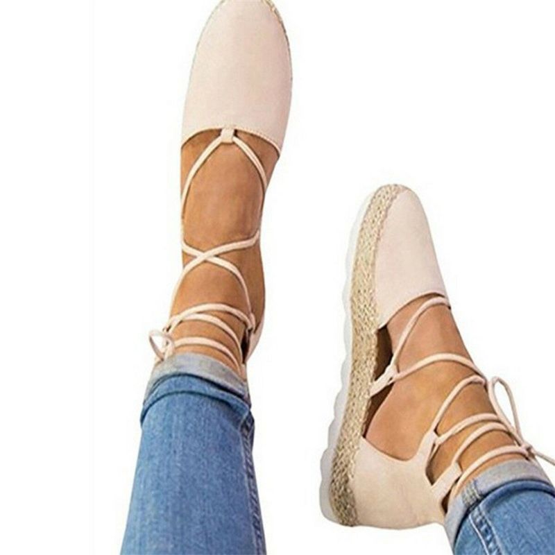 Strappy Espadrilles För Damer Plus Size Casual Enfärgade Sommarplattformssandaler