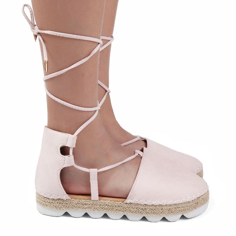 Strappy Espadrilles För Damer Plus Size Casual Enfärgade Sommarplattformssandaler