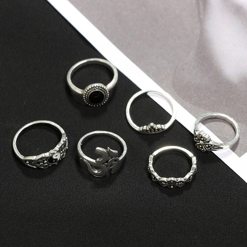 10 St Bohemian Statement Ring Set Vintage Crown Star Moon Flower Knuckle Rings For Women