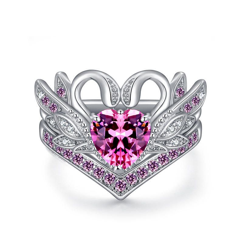 2 St/set Sweet Swan Heart Zirconia Förlovningsvigselring Unik Present Till Kvinnor Tjejer