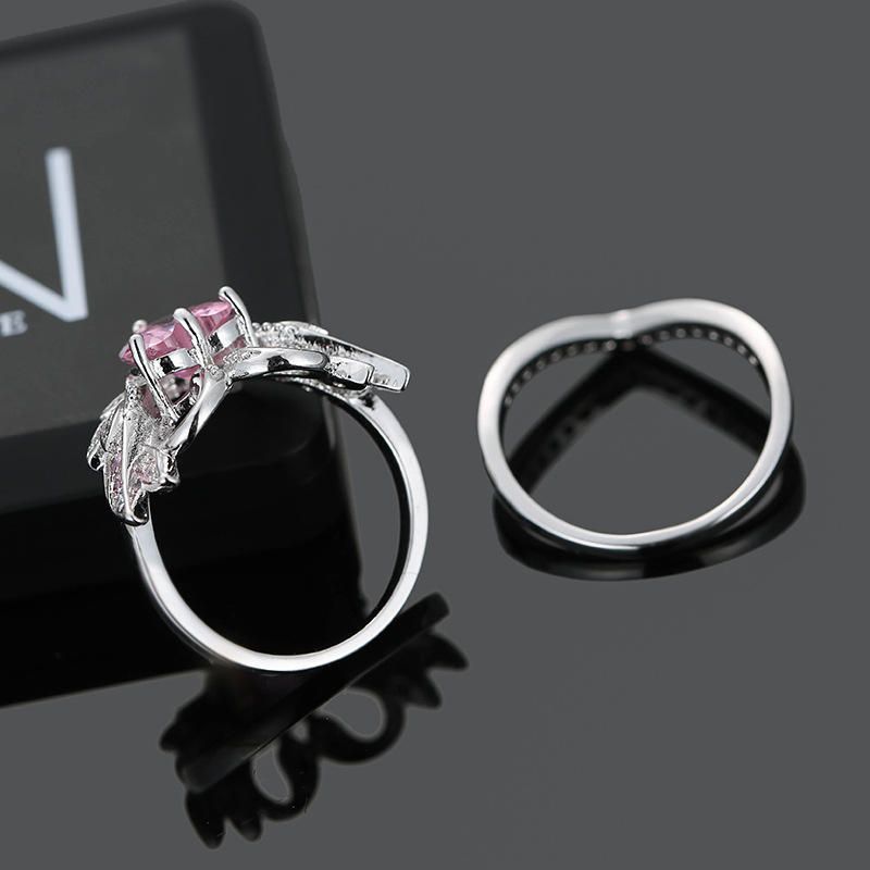 2 St/set Sweet Swan Heart Zirconia Förlovningsvigselring Unik Present Till Kvinnor Tjejer