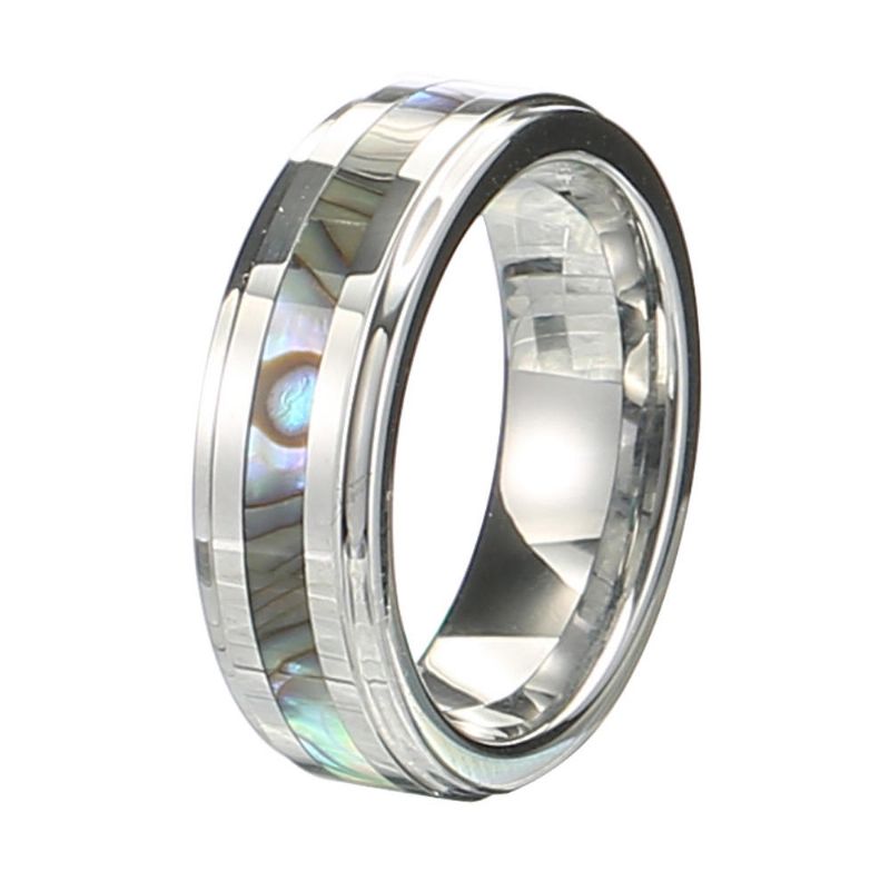 Klassisk 6mm Tungsten Carbide Ring Shell Tungsten Steel Färgäkta Anallergiska Ringar För Män Kvinnor