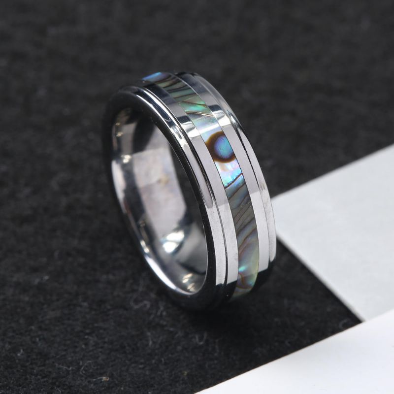 Klassisk 6mm Tungsten Carbide Ring Shell Tungsten Steel Färgäkta Anallergiska Ringar För Män Kvinnor