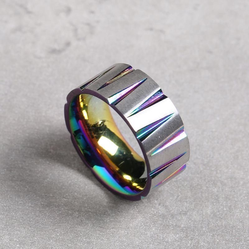 Punk Färgglad Trådritning Rostfritt Stål Fingerring Geometrisk Kon Unisex Förlovningsringar