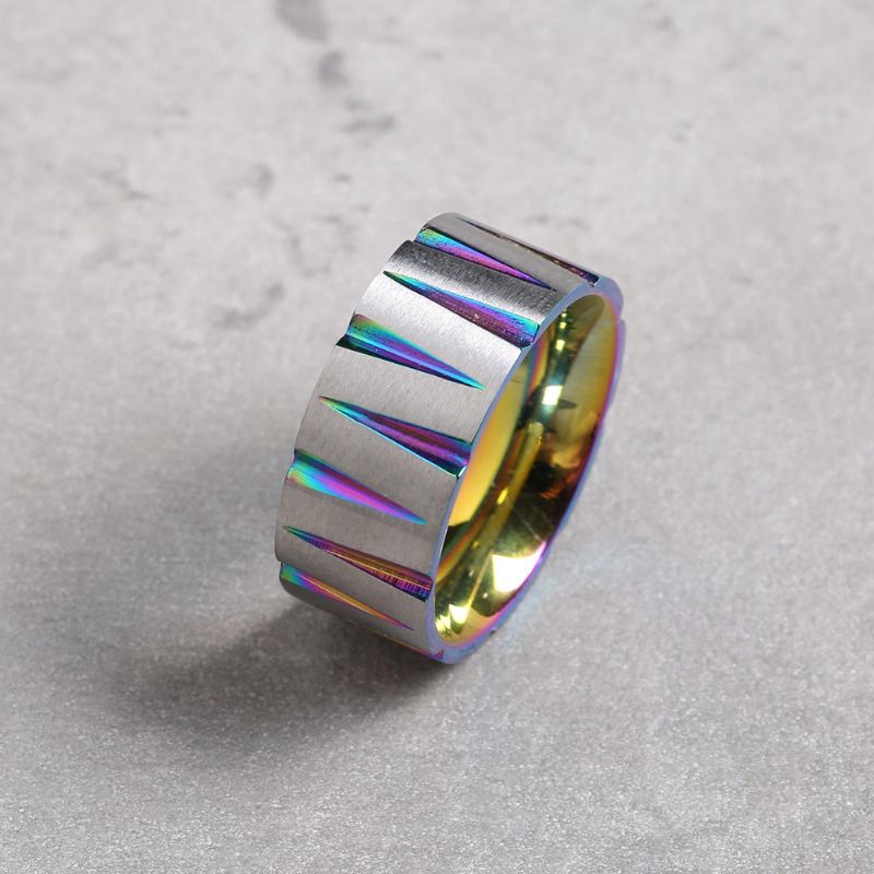 Punk Färgglad Trådritning Rostfritt Stål Fingerring Geometrisk Kon Unisex Förlovningsringar