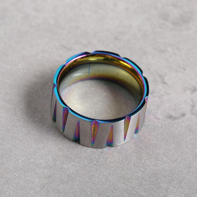 Punk Färgglad Trådritning Rostfritt Stål Fingerring Geometrisk Kon Unisex Förlovningsringar