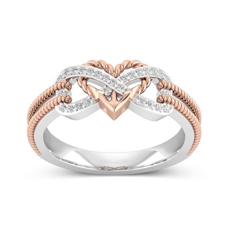 Special Zirkon Inlagd Hollow Platinum Rings Infinity Knot Heart Cross Finger Ring For Women