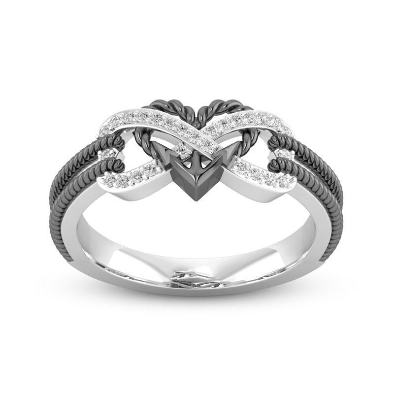 Special Zirkon Inlagd Hollow Platinum Rings Infinity Knot Heart Cross Finger Ring For Women