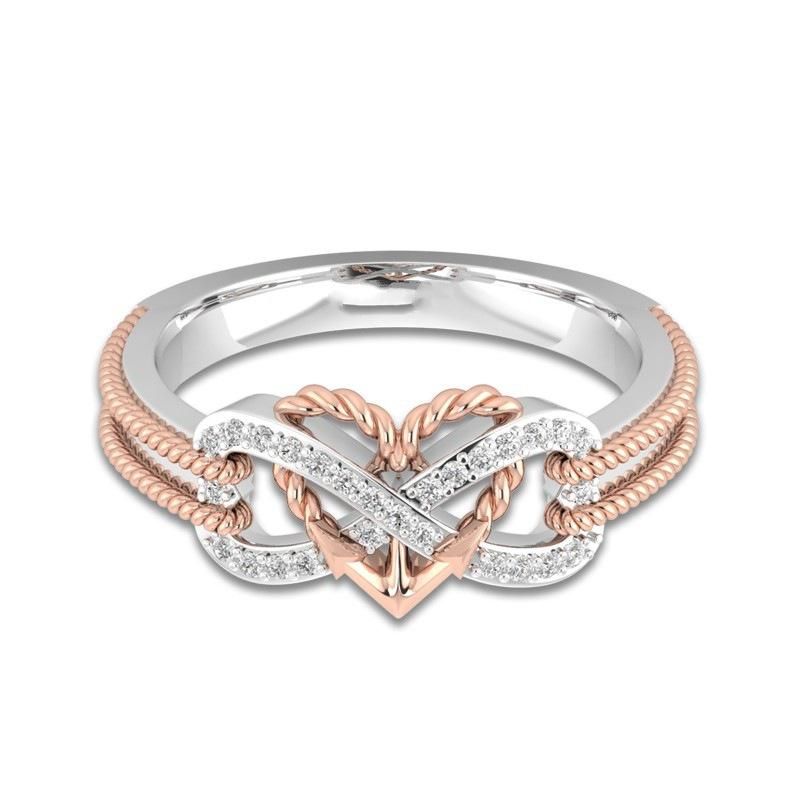 Special Zirkon Inlagd Hollow Platinum Rings Infinity Knot Heart Cross Finger Ring For Women