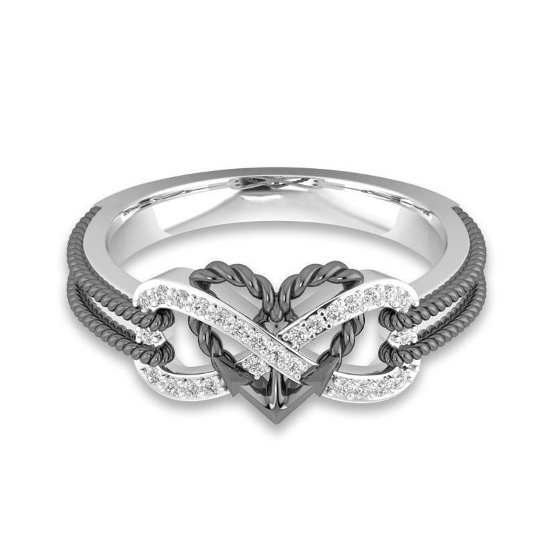 Special Zirkon Inlagd Hollow Platinum Rings Infinity Knot Heart Cross Finger Ring For Women