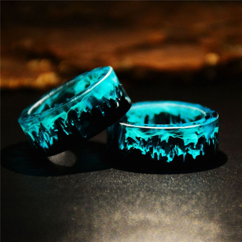 Time Gem Epoxiring Gör-det-själv Handgjorda Bläckmålning Magic Forest Resin Ring Unisex