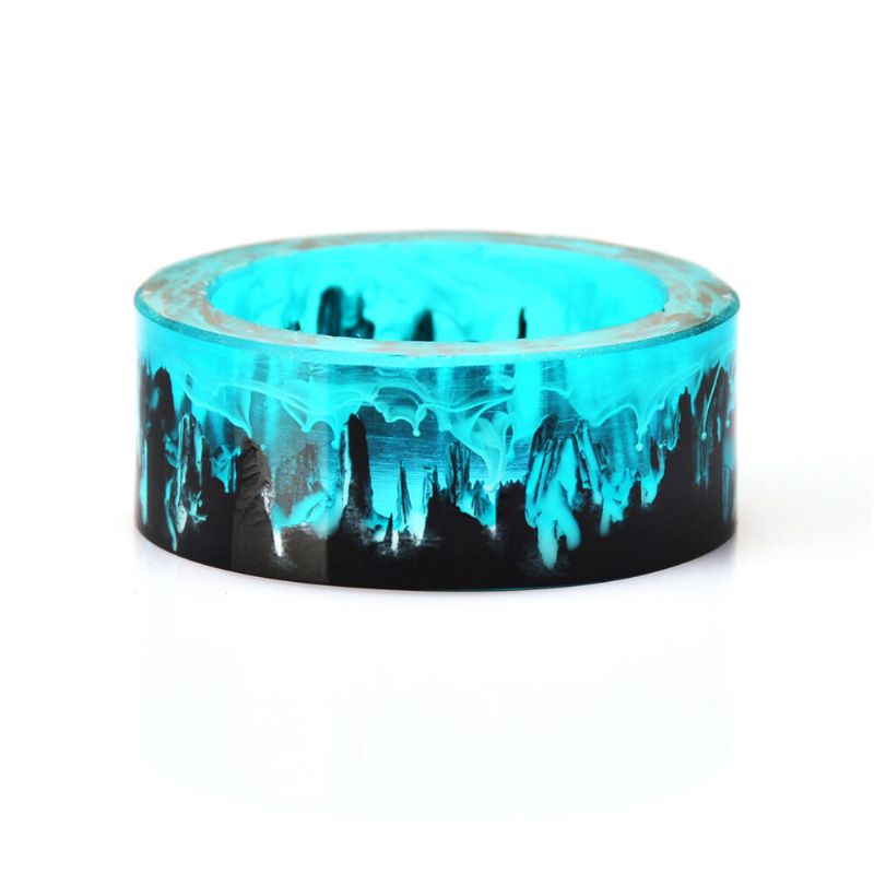 Time Gem Epoxiring Gör-det-själv Handgjorda Bläckmålning Magic Forest Resin Ring Unisex