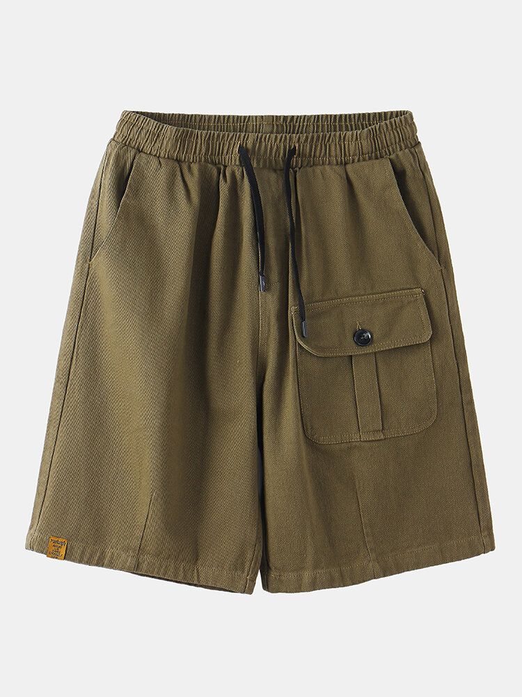 Casual Dragsko I Bomull För Män Cargo Shorts Med Flera Fickor