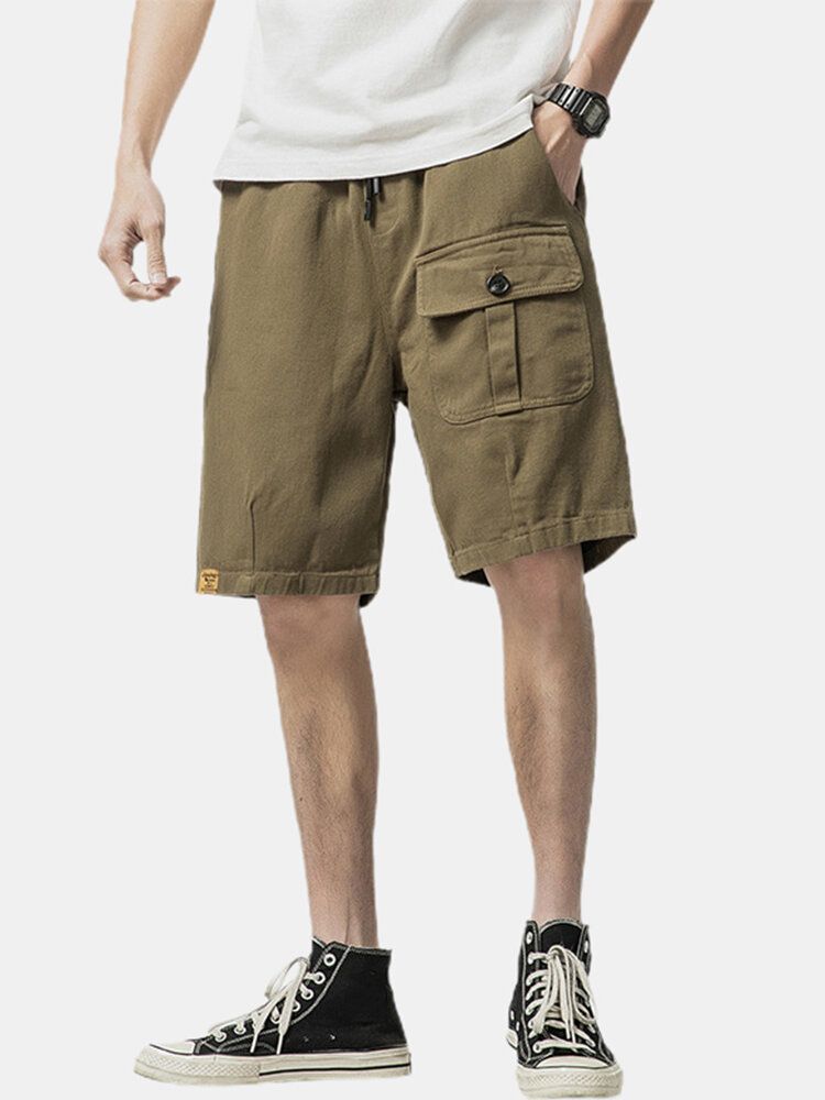 Casual Dragsko I Bomull För Män Cargo Shorts Med Flera Fickor