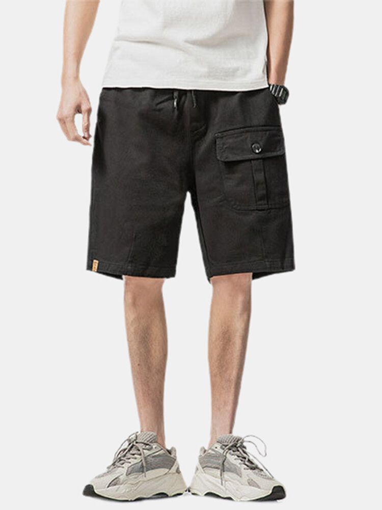 Casual Dragsko I Bomull För Män Cargo Shorts Med Flera Fickor