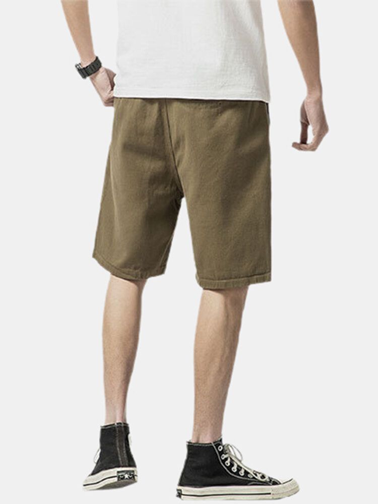 Casual Dragsko I Bomull För Män Cargo Shorts Med Flera Fickor