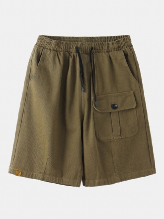 Casual Dragsko I Bomull För Män Cargo Shorts Med Flera Fickor