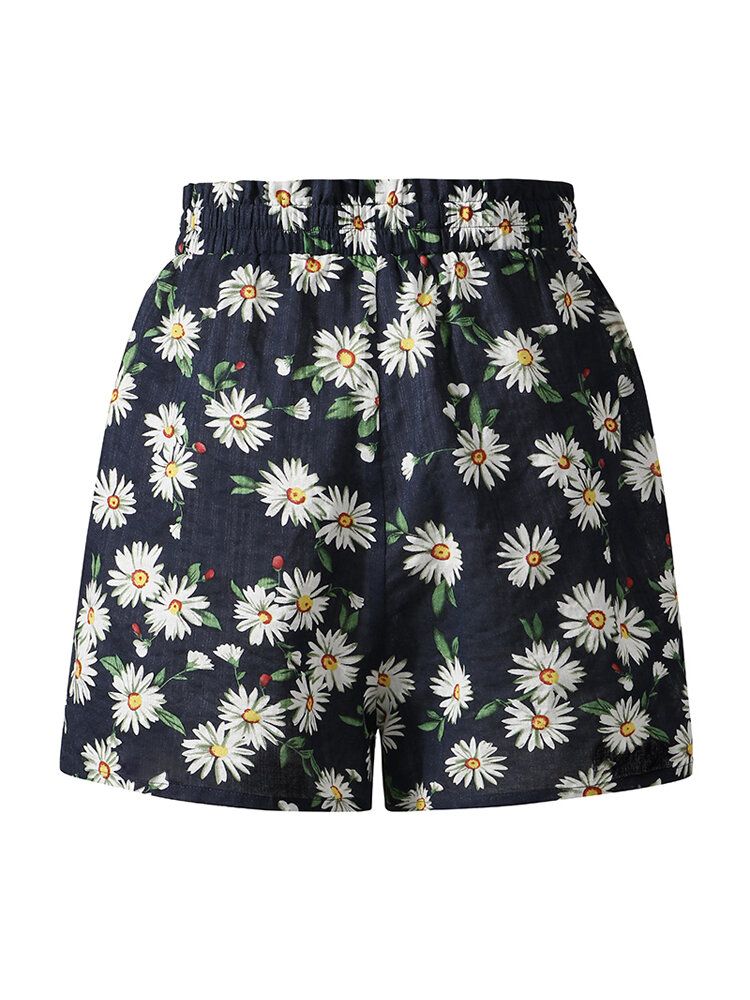 Daisy Print High Waist Dam Casual Shorts