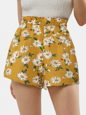 Daisy Print High Waist Dam Casual Shorts