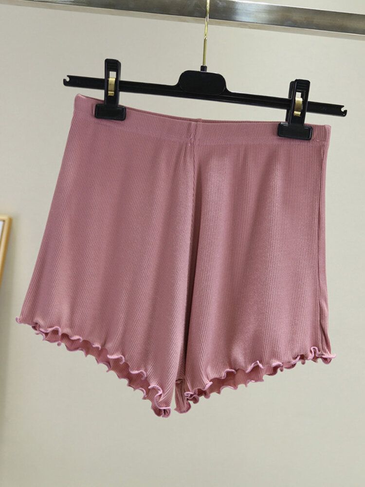 Dam Casual Enfärgad Elastisk Midja Lösa Shorts