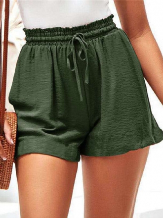 Dam Sommar Elastisk Midja Volang Casual Wild Shorts