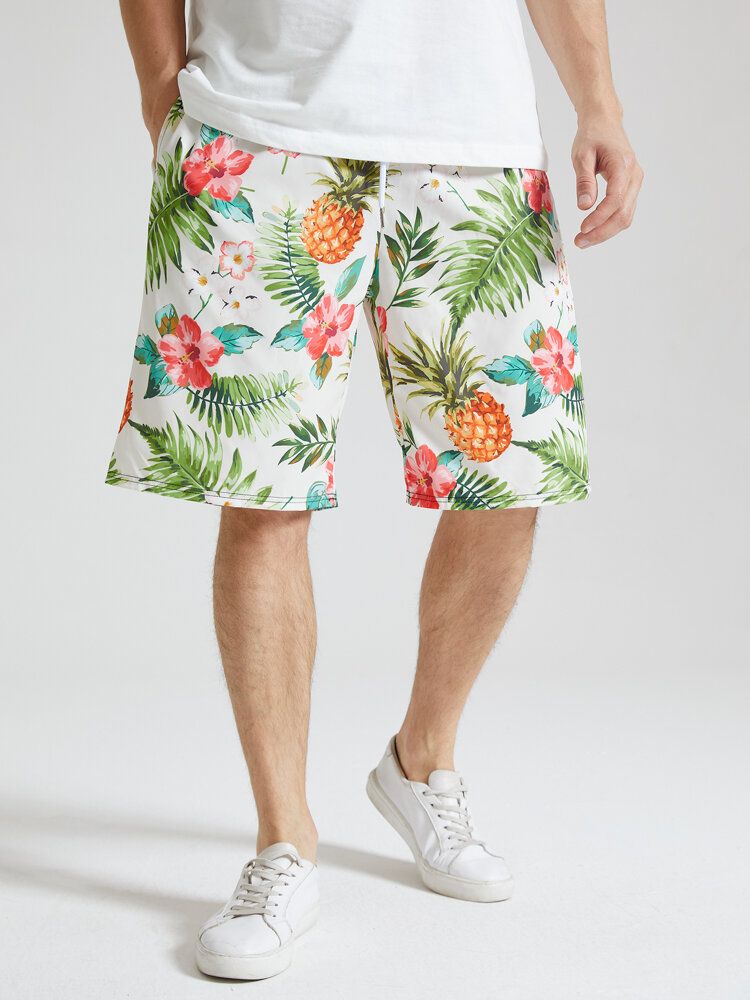 Herr All Over Pineapple Blommönster Holiday Dragstring Short