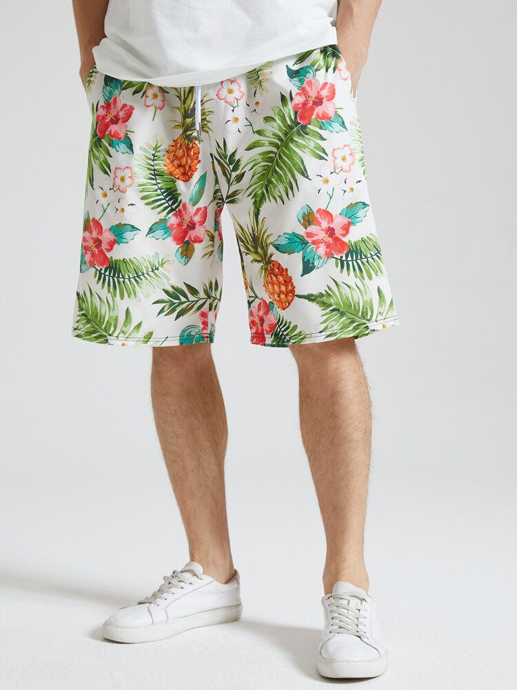 Herr All Over Pineapple Blommönster Holiday Dragstring Short