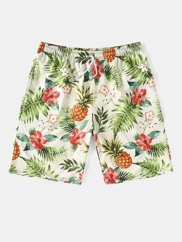 Herr All Over Pineapple Blommönster Holiday Dragstring Short