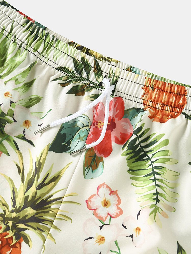 Herr All Over Pineapple Blommönster Holiday Dragstring Short