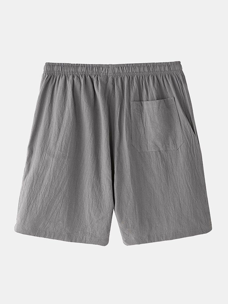 Herr Bomull Enfärgad Little Tag Dragsko Casual Shorts Med Ficka