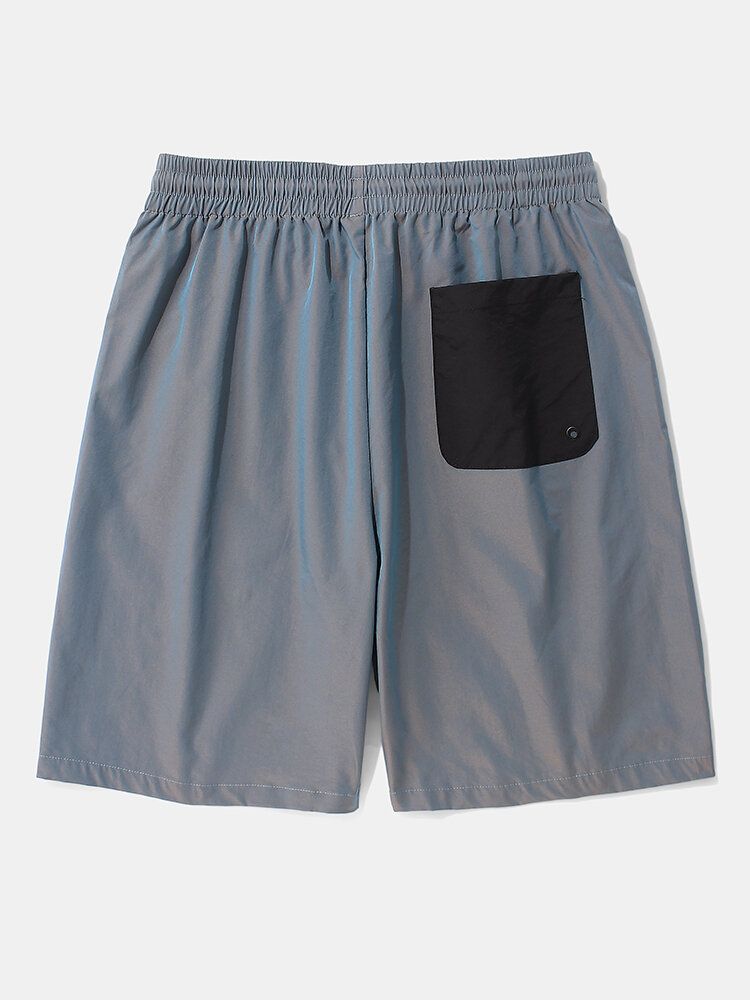 Herr Casual Elastisk Midja Color Blockfickor Cargo Shorts