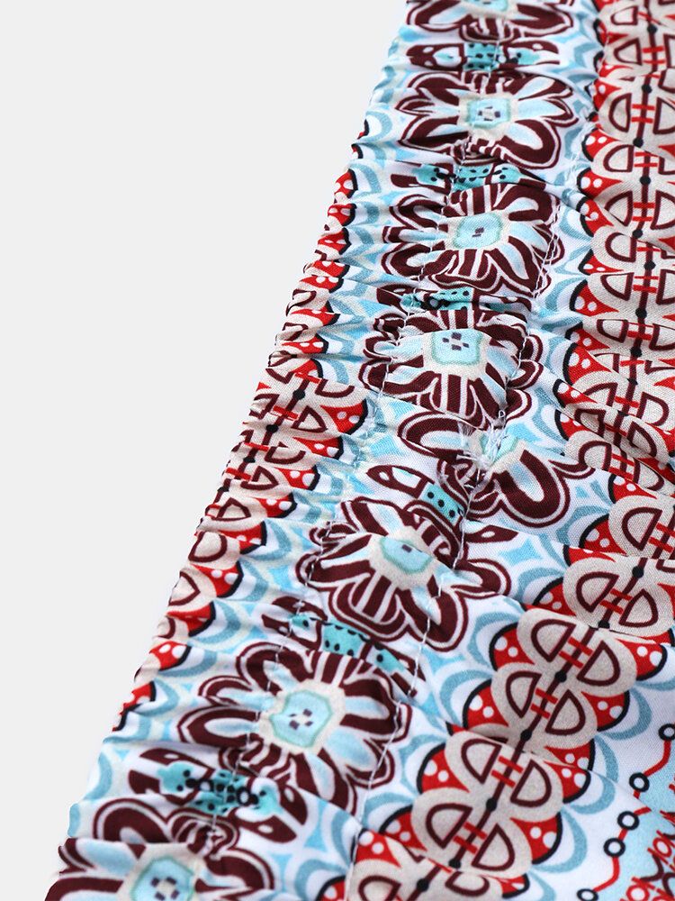 Herr Etnisk Stil Print Dragsko Holiday Casual Shorts Med Ficka