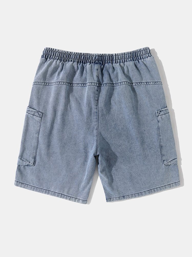 Herr Jeansshorts Med Dubbla Fickor Och Dragsko