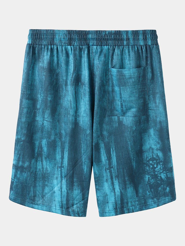 Herr Tie Dye Flower Print Resårshorts I Midjan