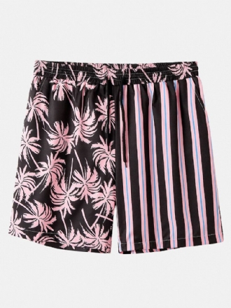 Män Coconut Tree Colorful Stripe Blandat Tryck Casual Shorts