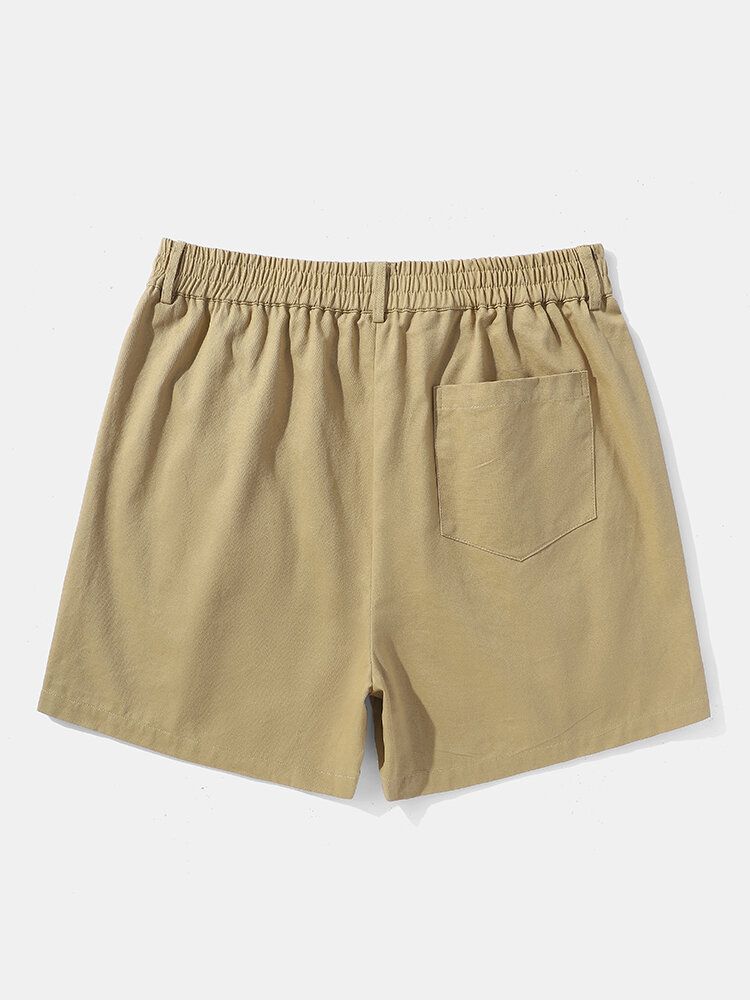 Randigt Tryck För Män Med Bälte Breda Ben Ovanför Knälånga Casual Shorts