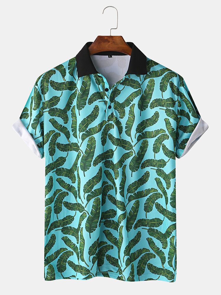 Golftröja För Män Casual Holiday Banana Leaf Print