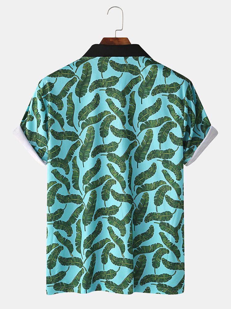 Golftröja För Män Casual Holiday Banana Leaf Print