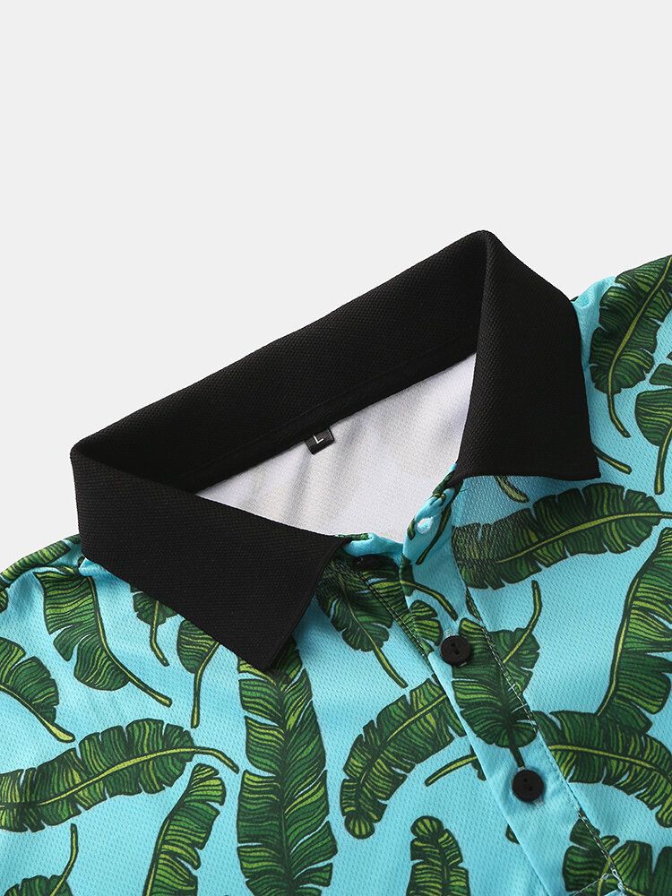 Golftröja För Män Casual Holiday Banana Leaf Print