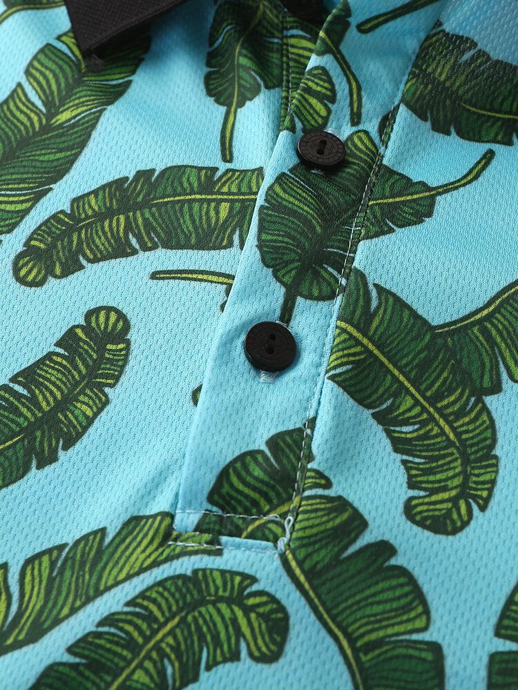 Golftröja För Män Casual Holiday Banana Leaf Print