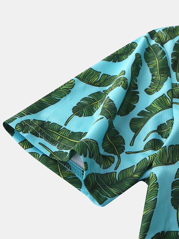 Golftröja För Män Casual Holiday Banana Leaf Print