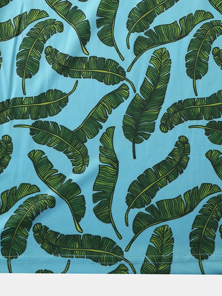 Golftröja För Män Casual Holiday Banana Leaf Print