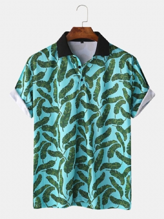 Golftröja För Män Casual Holiday Banana Leaf Print