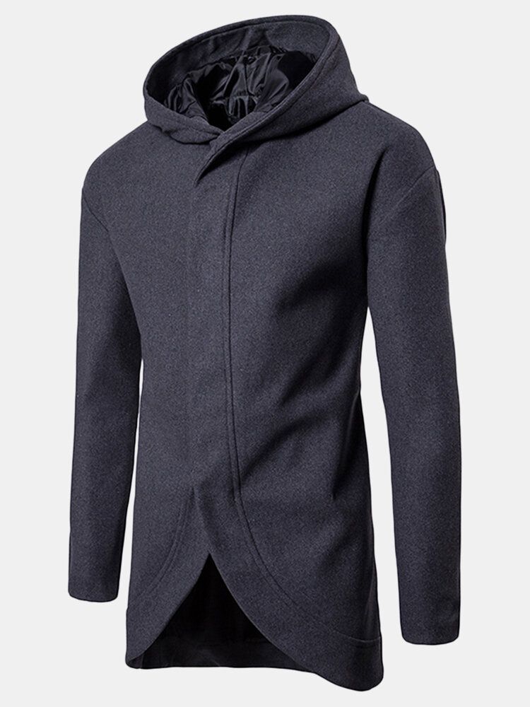 Business Hooded Single Breasted Casual Mid Long Trenchcoats För Män