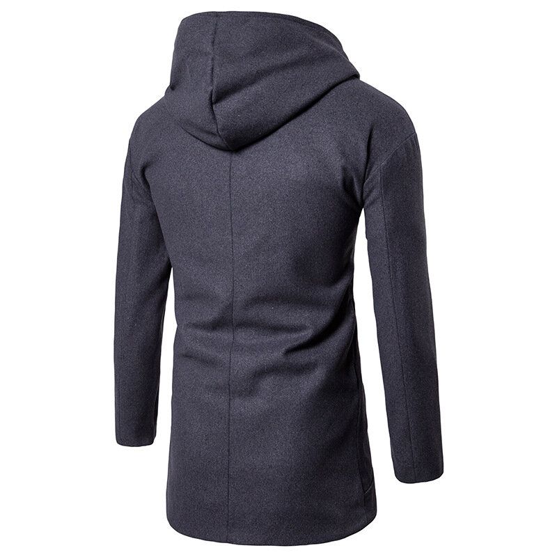 Business Hooded Single Breasted Casual Mid Long Trenchcoats För Män